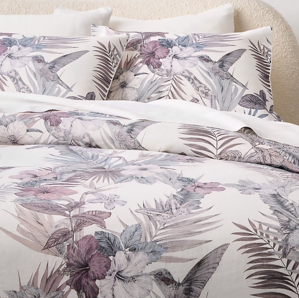 ❤️BUY 2 GET 1 FREE  Eden Off White & Smoked Mauve Linen King & Standard Set